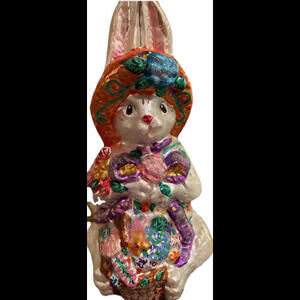🍭Christopher Radko Easter Bunny Ornament Rosie O Hara Bunny W/Basket